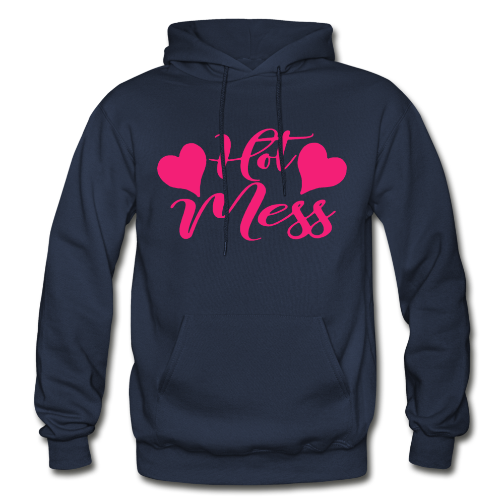 Pink Hot Mess Hoodie - navy