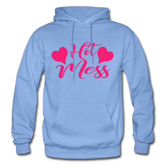 Pink Hot Mess Hoodie - carolina blue