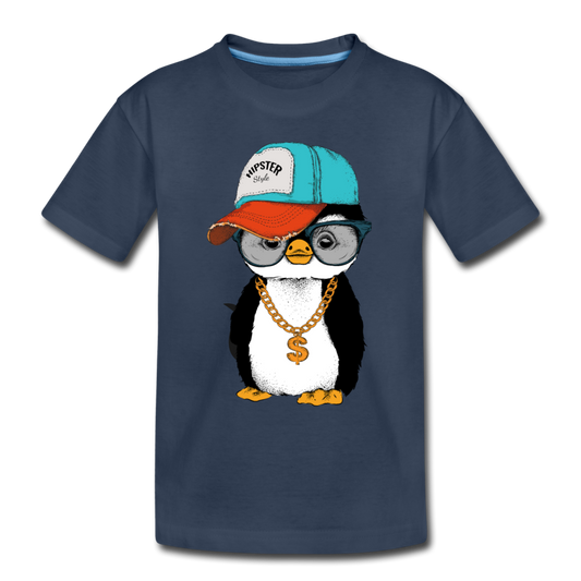 Hipster Penguin Navy Kids T-Shirt 2 - navy