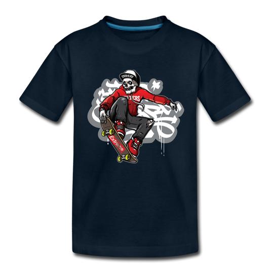 Skeleton Skater Kids T-Shirt Navy - deep navy