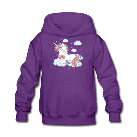 Unicorn Cloud Kids Hoodie - Purple - purple