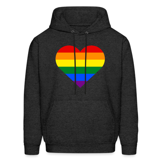 Rainbow Strip Heart Hoodie - charcoal grey