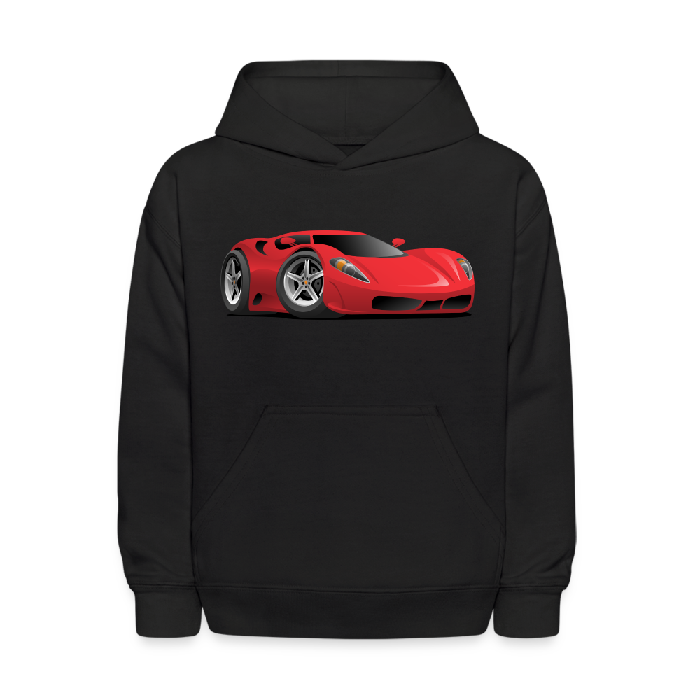 Red Sports Car Kids Hoodie - black