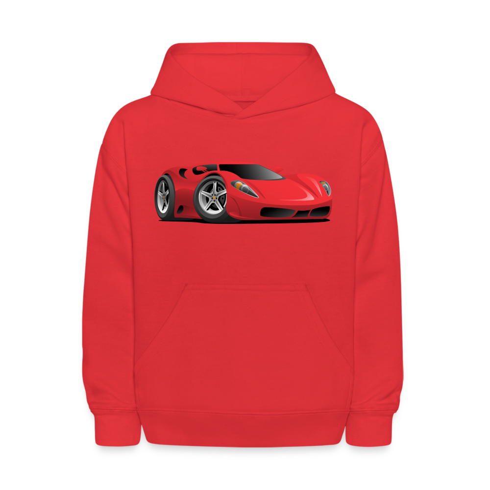 Red Sports Car Kids Hoodie - red