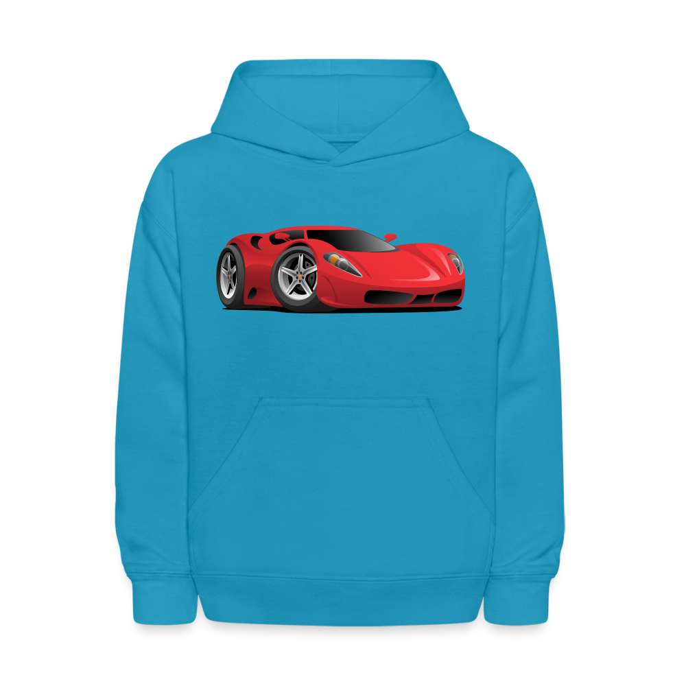 Red Sports Car Kids Hoodie - turquoise