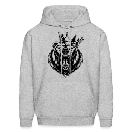 Growling Bear Crown Hoodie - heather gray