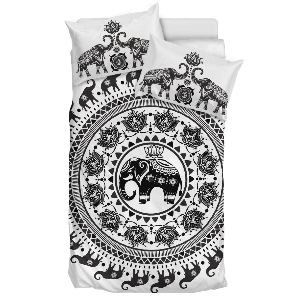 Elephant Mandala White - Bedding Set